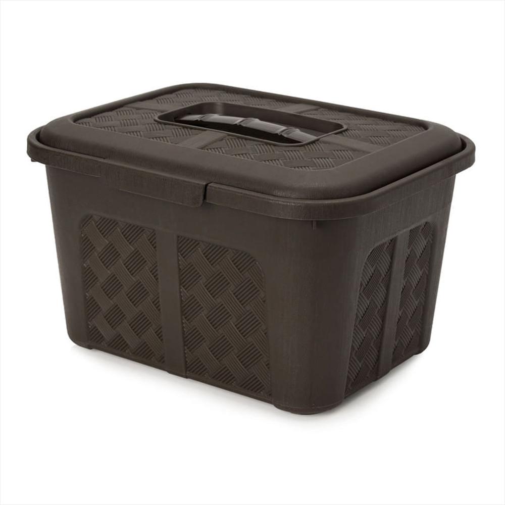 Cajonera Plástica Organizadora Con Tapa Cajas O Canastas 6L Café