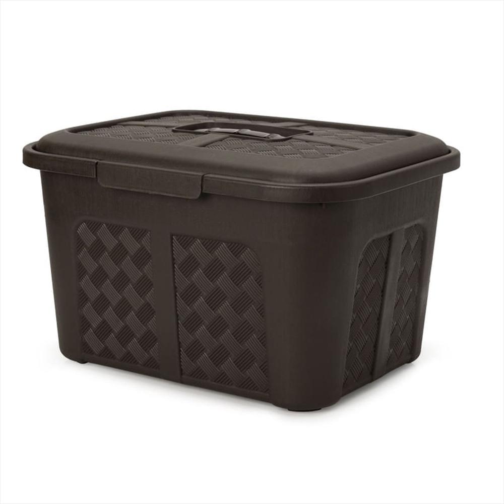 Cajonera Plástica Organizadora Con Tapa Cajas O Canastas 15L Café