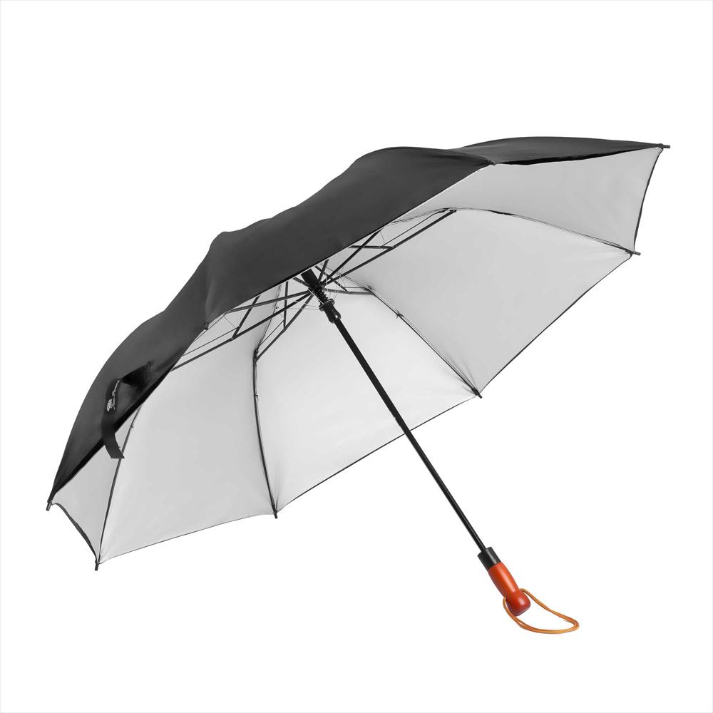 Sombrilla Grande Automática Paraguas Protección Uv Doble Tela Negra