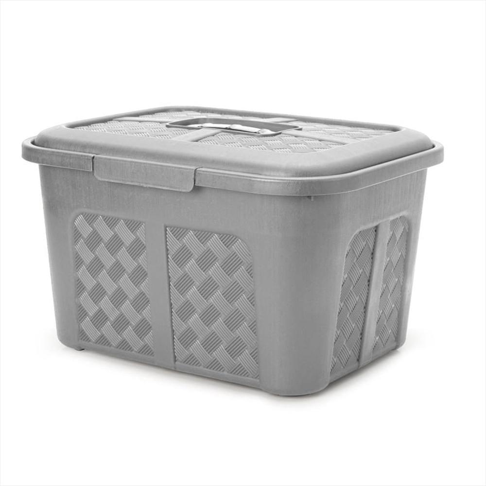 Cajonera Plástica Organizadora Con Tapa Cajas O Canastas 15L Gris