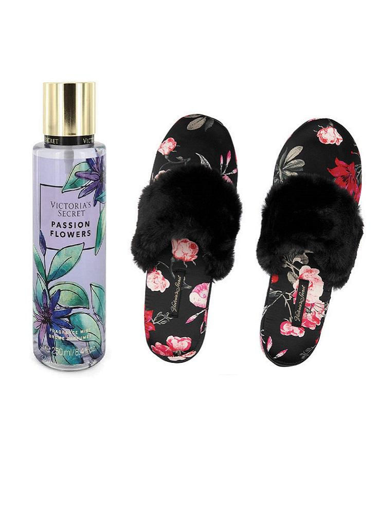 Kit Victoria Secret Pantuflas Flores