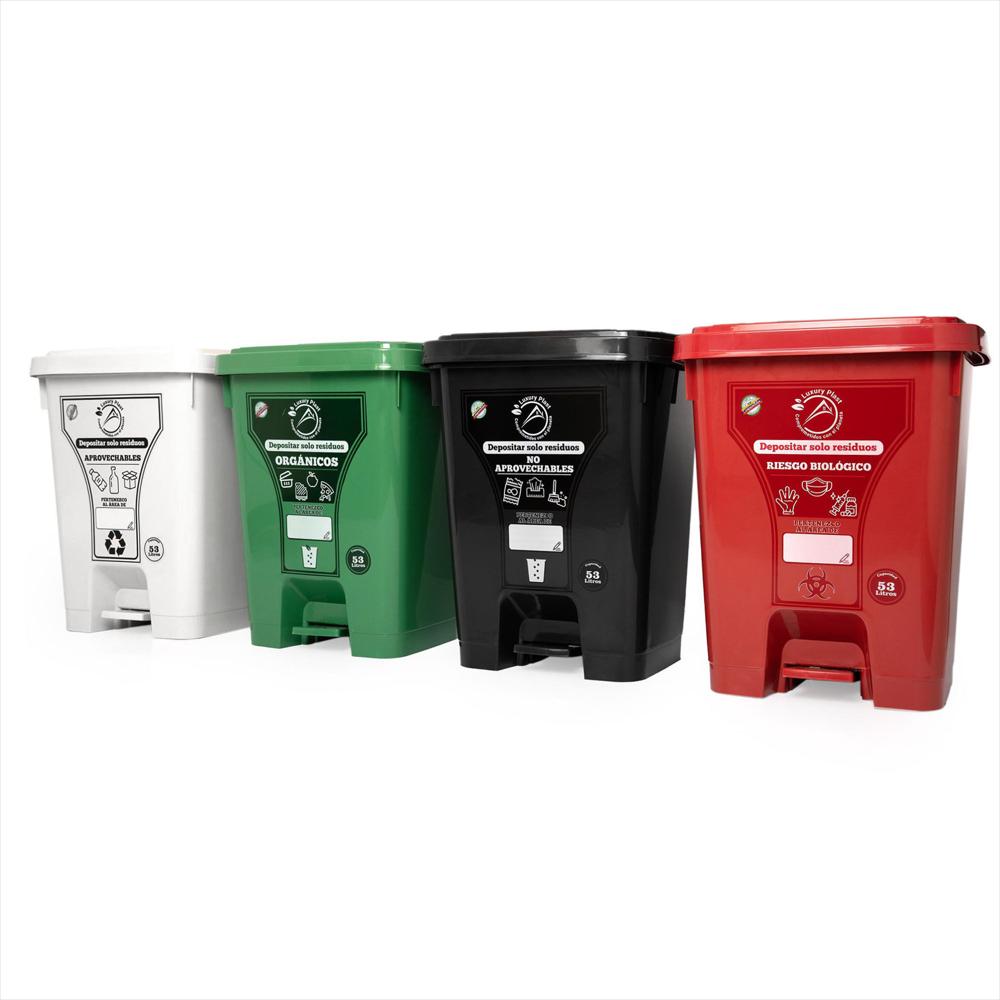 Punto Ecológico Con 4 Canecas Reciclaje Con Pedal Grande 53L img #1