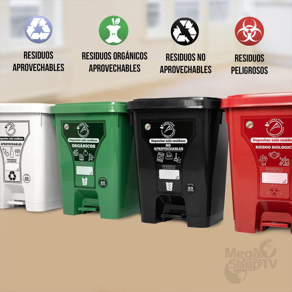 Punto Ecológico Con 4 Canecas Reciclaje Con Pedal Grande 53L img #2