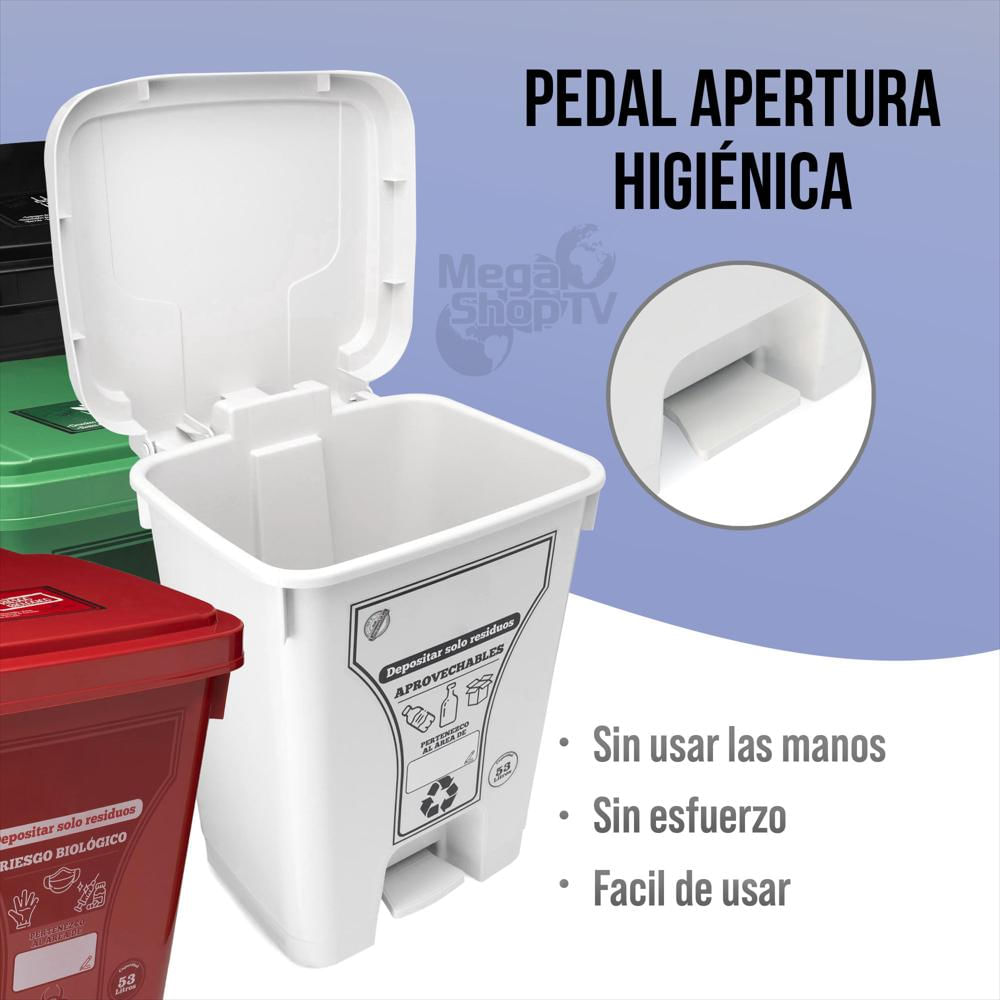 Punto Ecológico Con 4 Canecas Reciclaje Con Pedal Grande 53L img #4