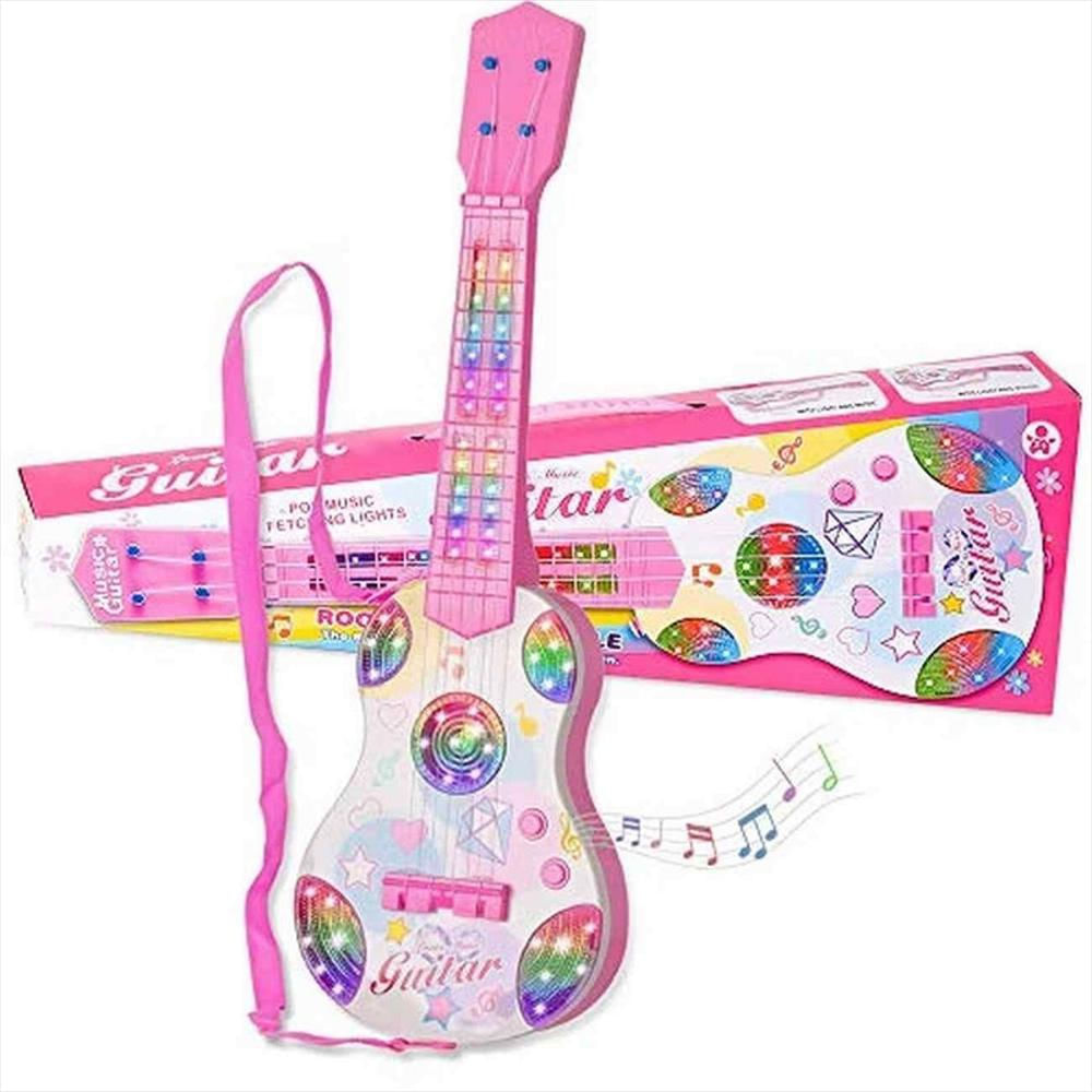 Guitarra Rosa Nina Juguete Luces Sonido Regalo B Exito