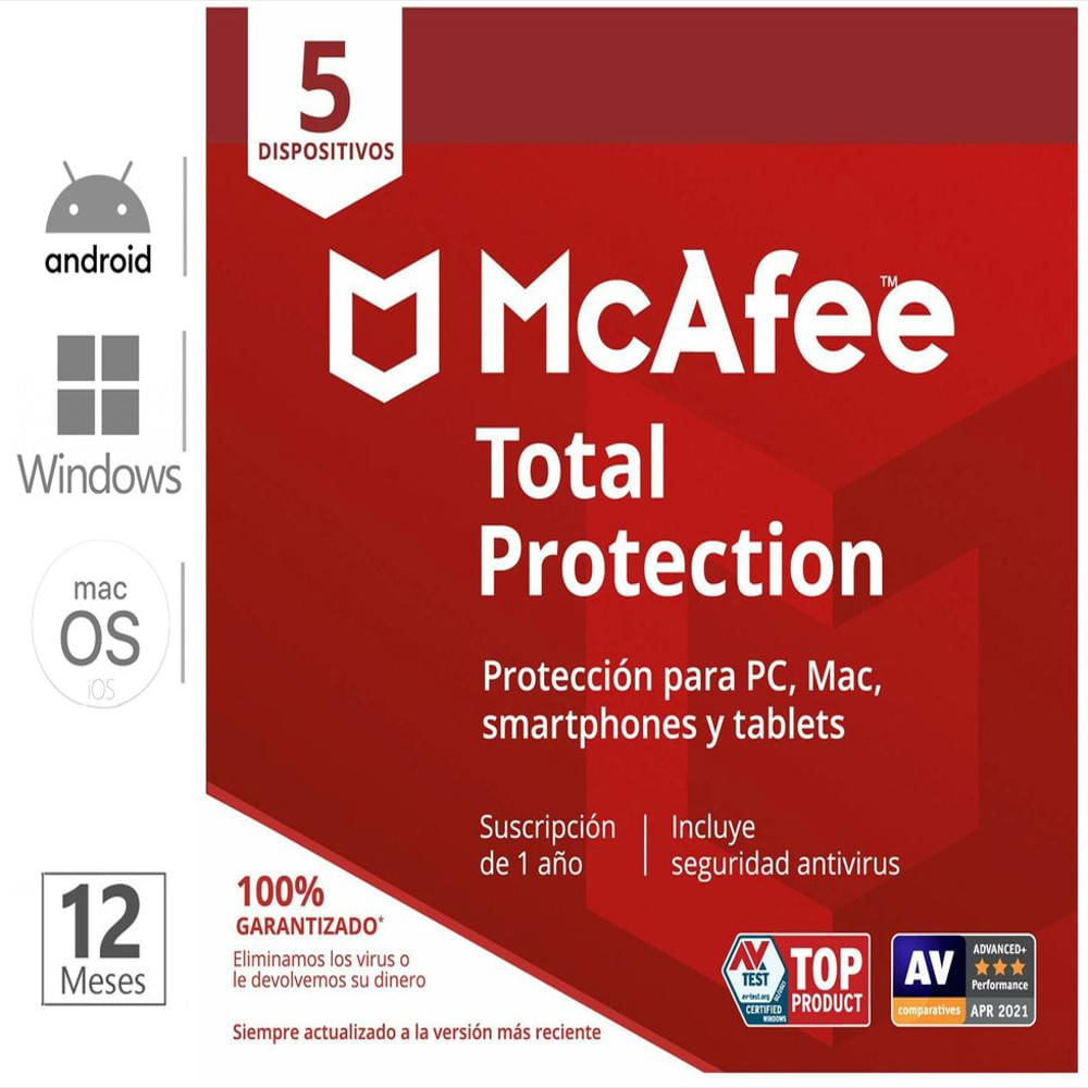 Antivirus Mcafee Total Protection 5 Dispositivos 1 Año