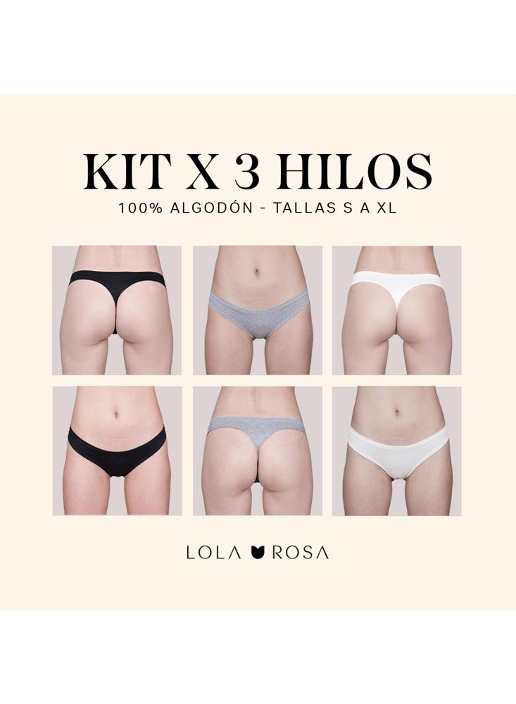 Kit X3 Panties Hilos Lola Rosa 100% Algodón