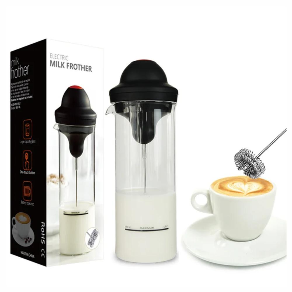 Espumador Batidor Para Leche Con Vaso De Vidrio 450 Ml