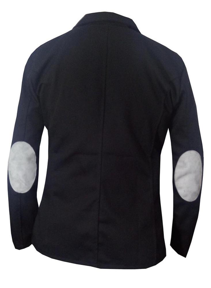 Chaqueta Tipo Bleiser En Dril Para Hombre Con Coderas Negro img #2