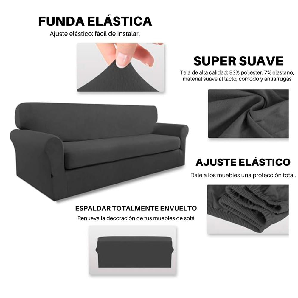 Funda Protector Para Sofa Tres Puestos Elastico Marfil img #2