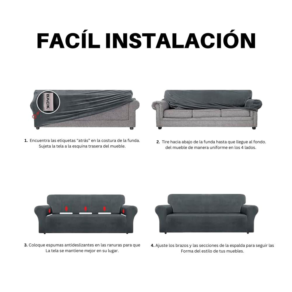 Funda Protector Para Sofa Tres Puestos Elastico Marfil img #3
