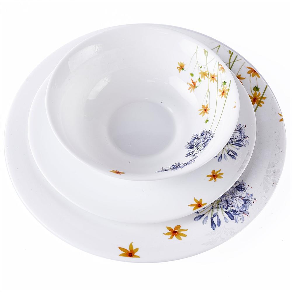 Vajilla 4 Puestos Violet Floral Redonda De 12 Piezas