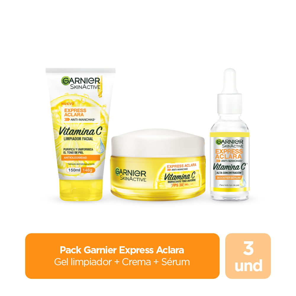 Kit rutina Antimanchas Garnier Gel limpiador+ Serum + Crema facial