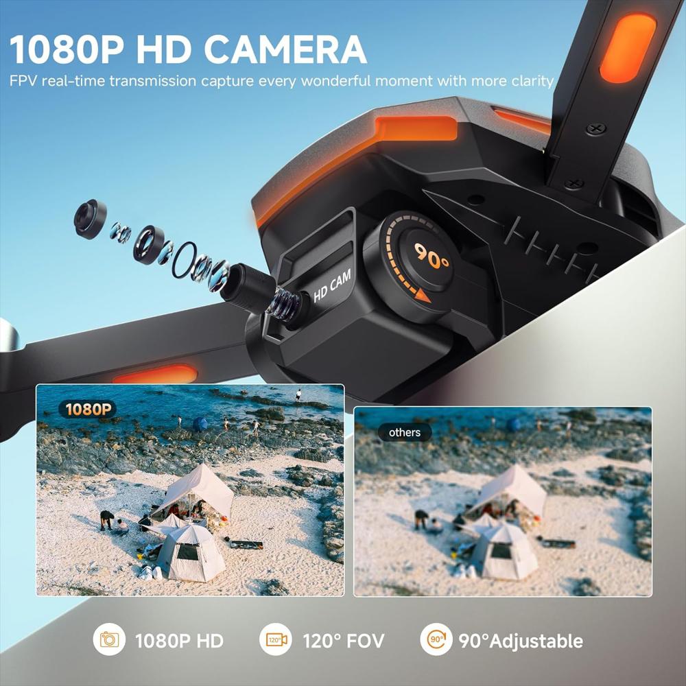 Dron Con Cámara Para Adultos Plegable Con 2 Baterías Hd 1080P img #4