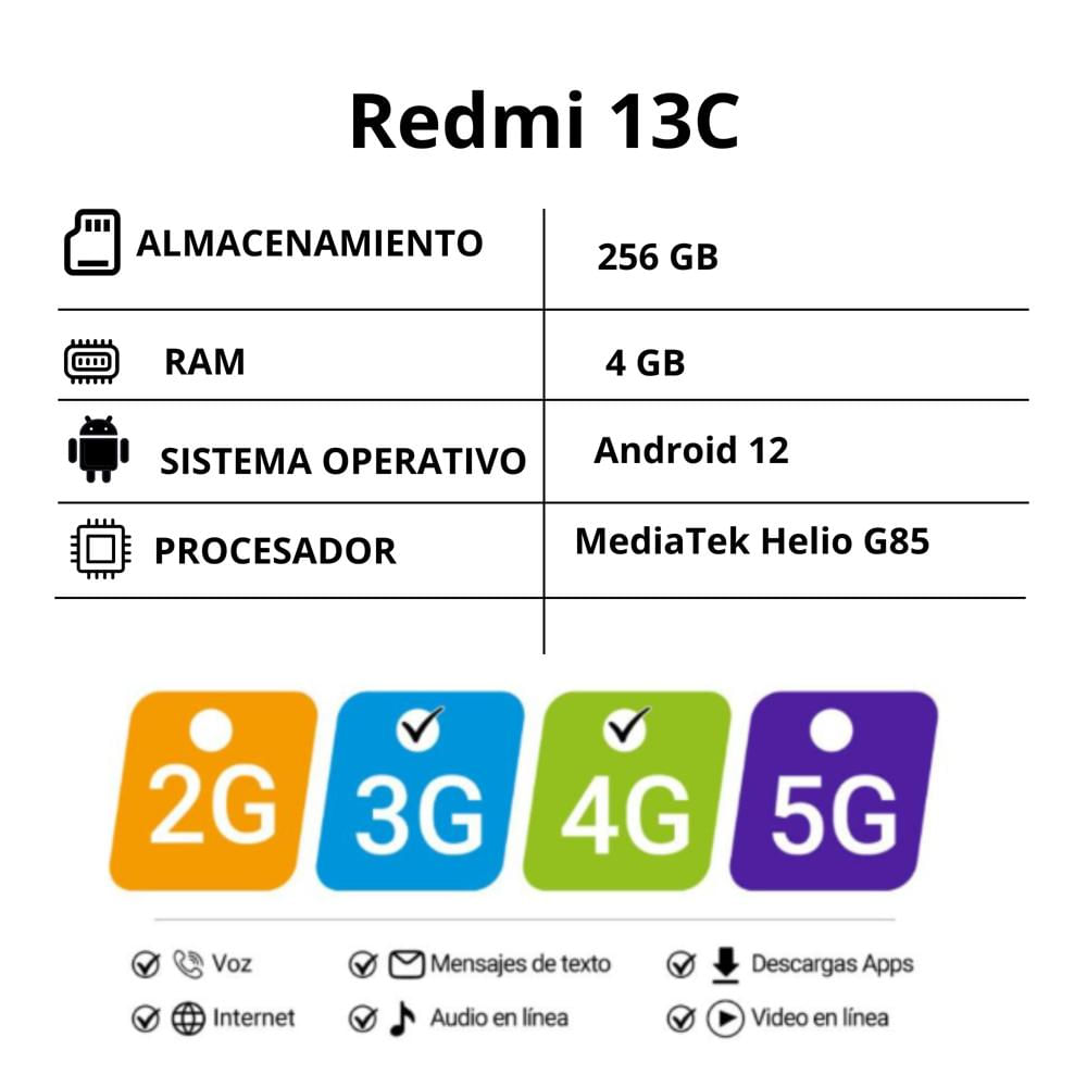 Celular Xiaomi Redmi 13C 4 Gb+ 256 Gb Verde img #5