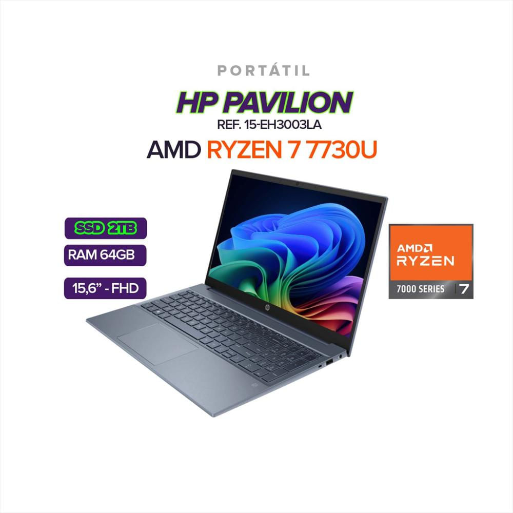Portatil Hp Pavilion/15 Eh3003la/15,6''/Fhd/Ram Ddr4 64Gb/Ssd 2Tb (2048Gb) M.2 img #1