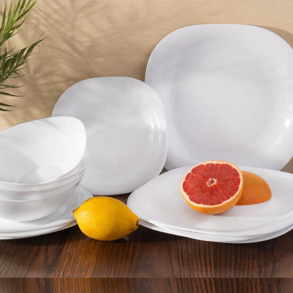 Vajilla Blanca en Opal Quebec Cuadrada 12 Piezas ESSENZA S65983 img #3