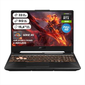Computador Portátil Gamer Tuf Asus R5 7535H Ram 32Gb Ssd 512 Grafica Rtx 2050 Fhd Negro