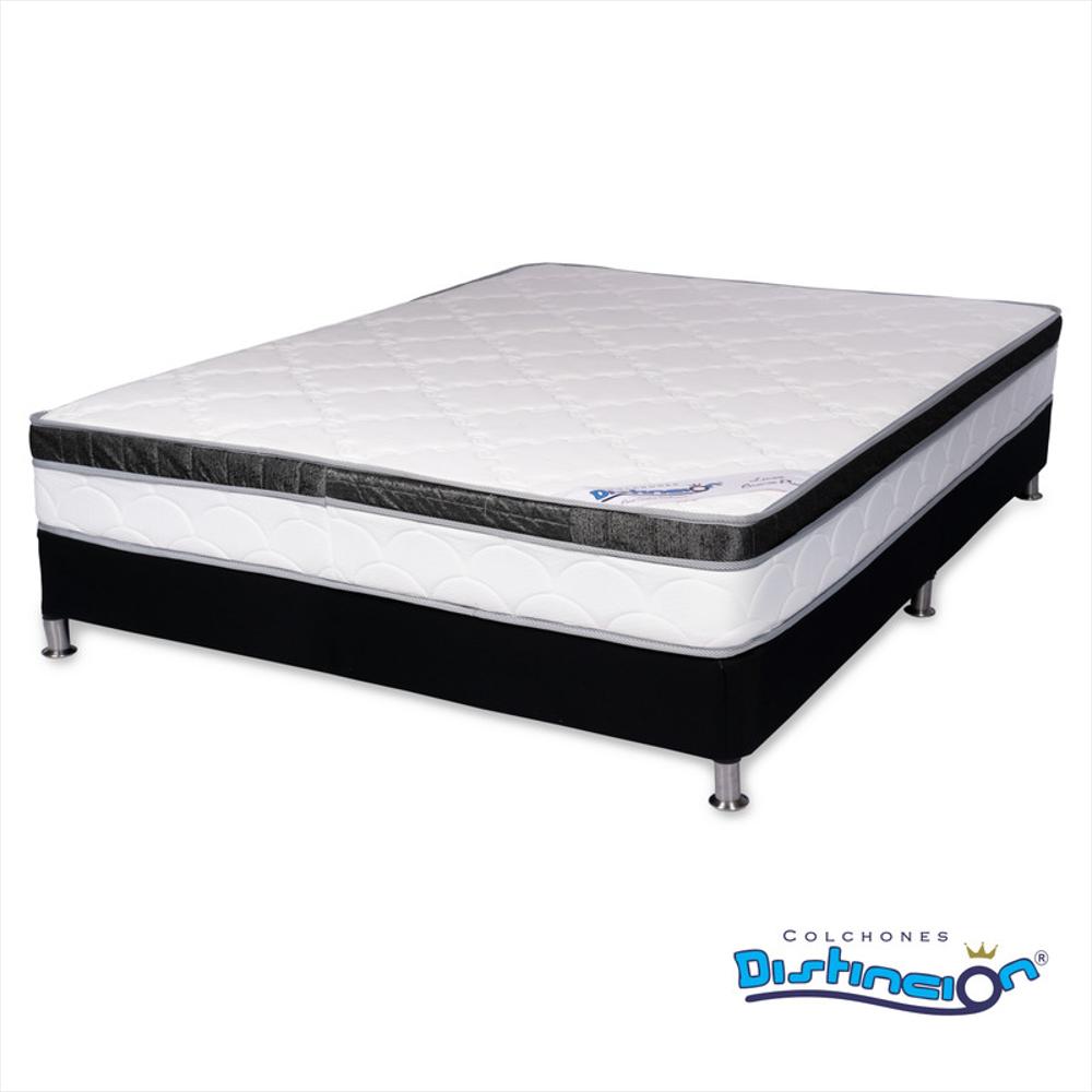 Combo Colchon Resortado Bronce Plus Tp 120 X 190 X 24 + Base Cama Tela Mf 120 X 190 X 29