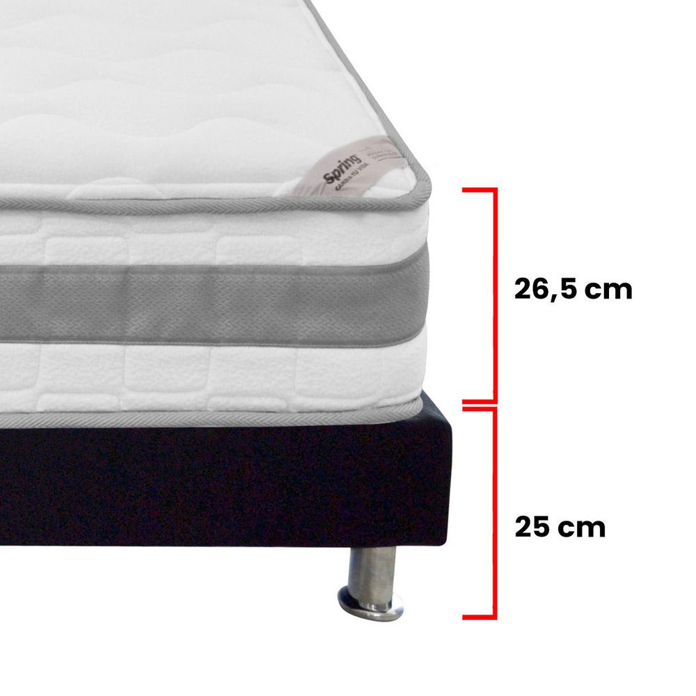 Colchón Combo SPRING Doble (140 x 190 cm) SWEET DREAMS Resortado Semisuave Base cama + Almohadas img #8
