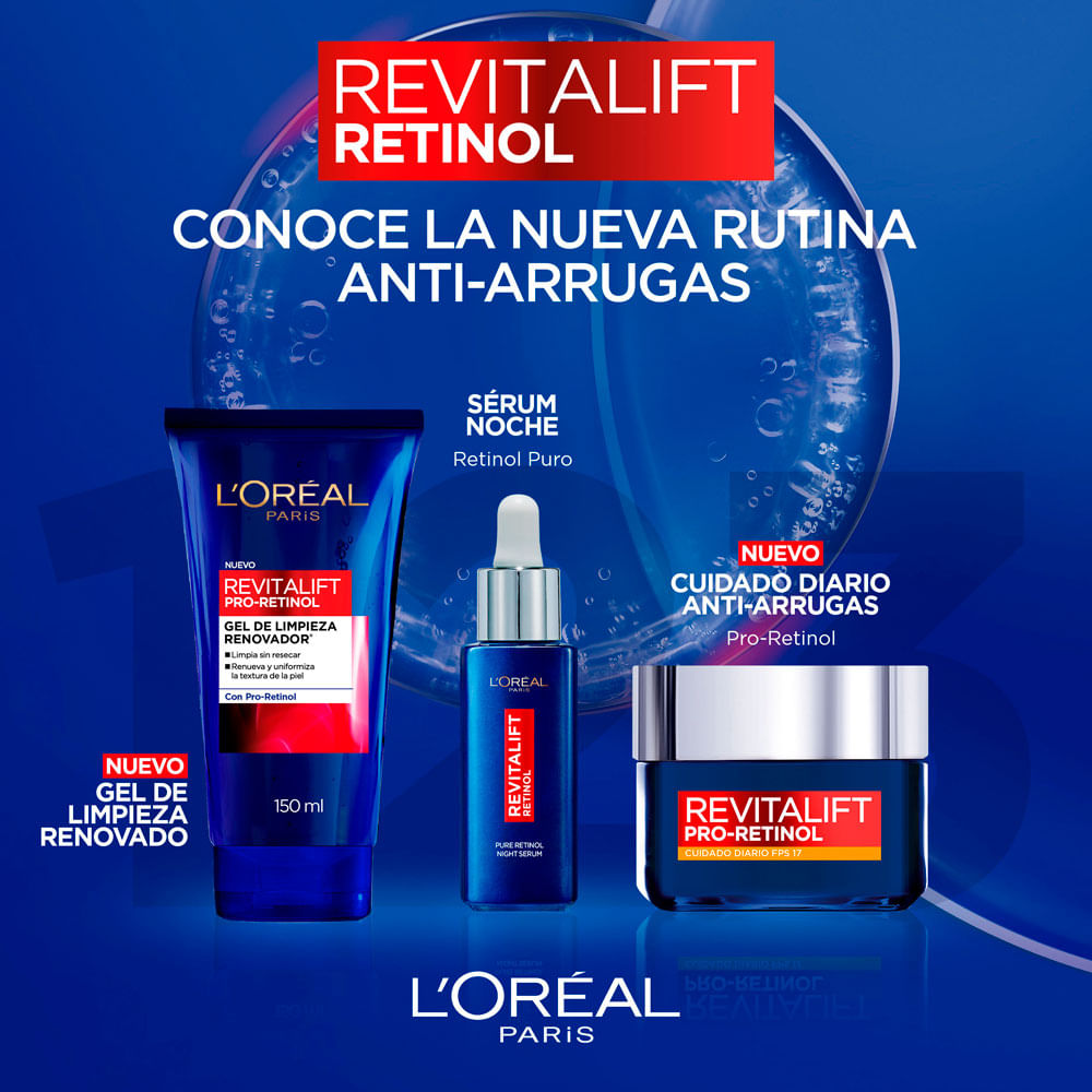 Kit rutina Loreal Paris Retinol Gel limpiador+ Serum noche + crema facial día img #6