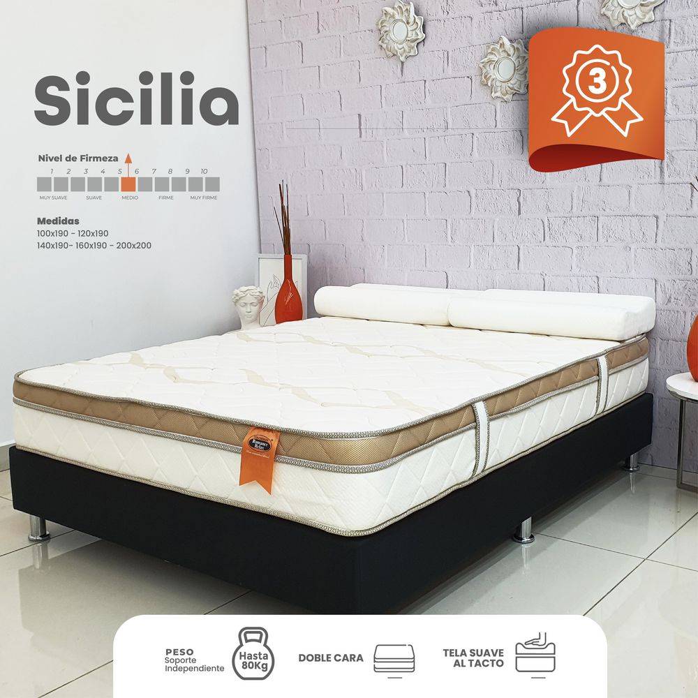 Colchón + Almohada ROMANCE RELAX Sencillo (90 x 190 cm) SICILIA Espumado Semisuave .