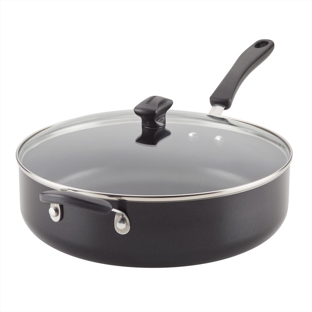 Farberware Cookstart Sartén Jumbo Con Tapa De Vidrio Templado , Antiadherente Diamond Max®, 5.7L, 30 Cm Negra 22319