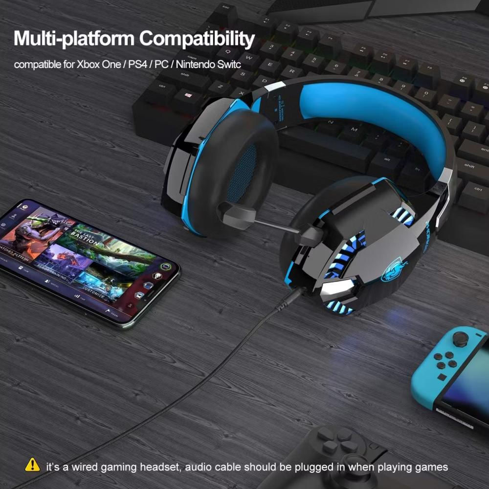 Audífonos Gamer Bluetooth Inalambricos G2000 Pro Phoinikas Azul img #2