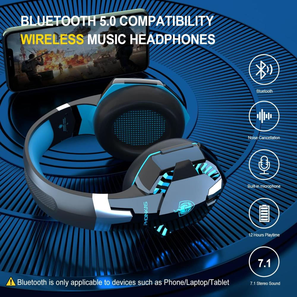 Audífonos Gamer Bluetooth Inalambricos G2000 Pro Phoinikas Azul img #4
