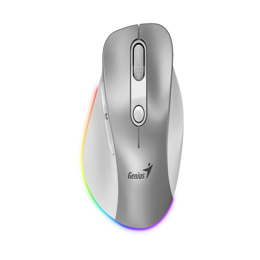 Mouse Genius Inalámbrico Bluetooth Recargable Mini Ergo 9000S Pro Silver