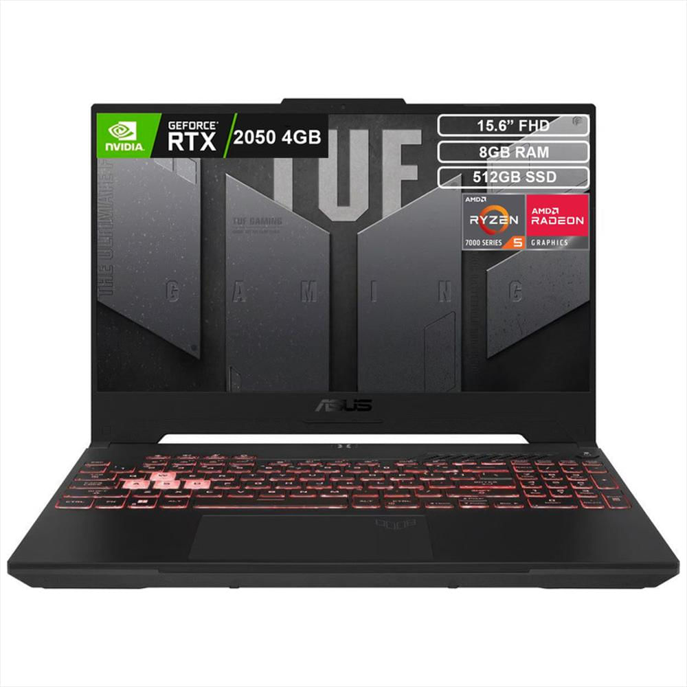 Portátil Gamer Asus Tuf A15 Ryzen 5 7535Hs 8Gb 512Gb Rtx2050 4Gb 144Hz Fhd 15.6