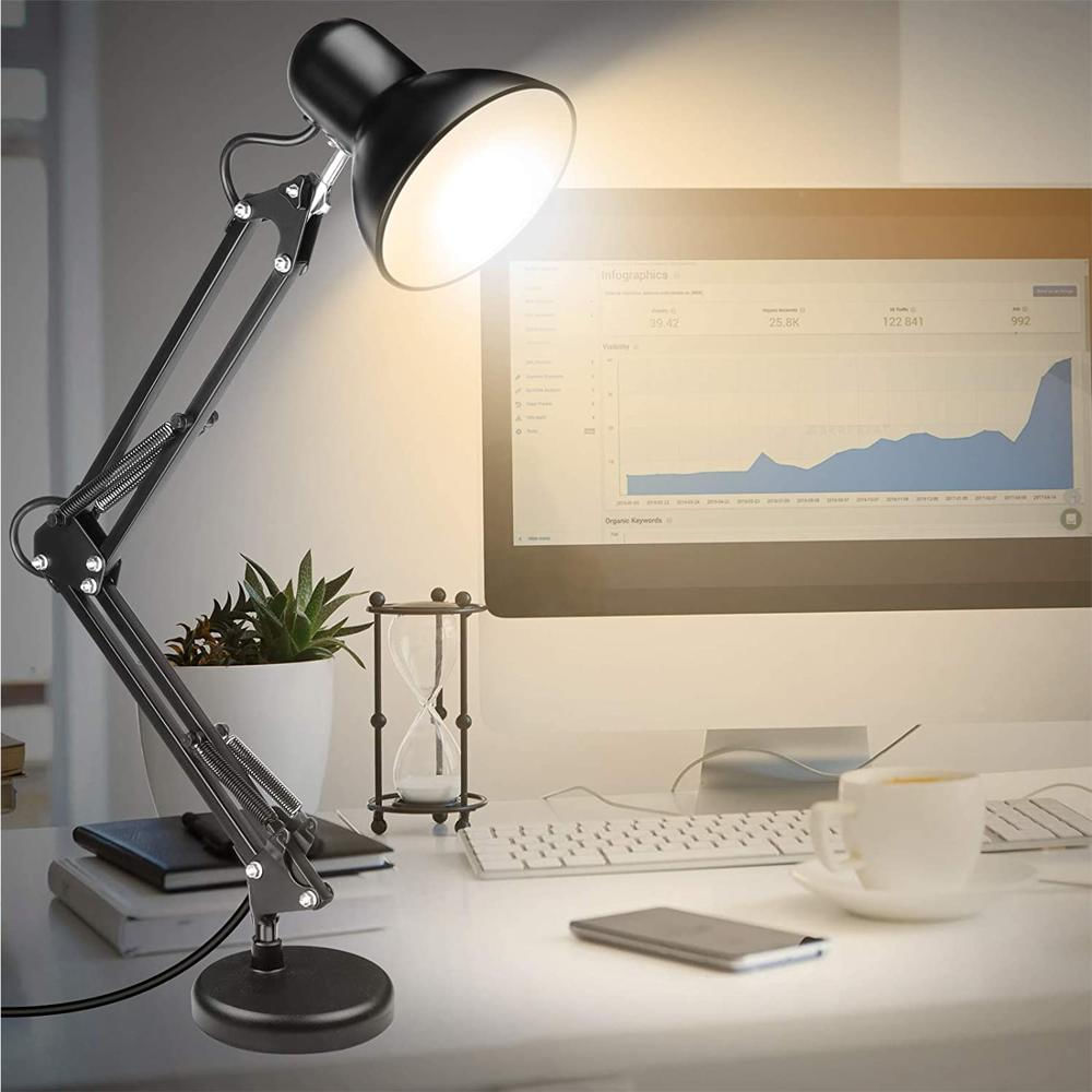 Lampara De Mesa Escritorio Brazo Flexible Metalica Ajustable