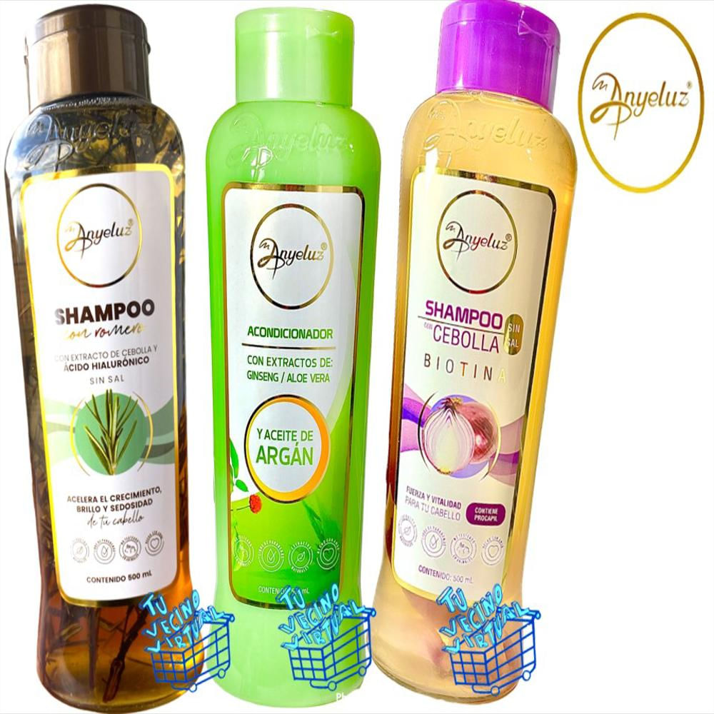 Kit Anyeluz Shampoo Cebolla, Romero + Acondicionador Aloe Vera