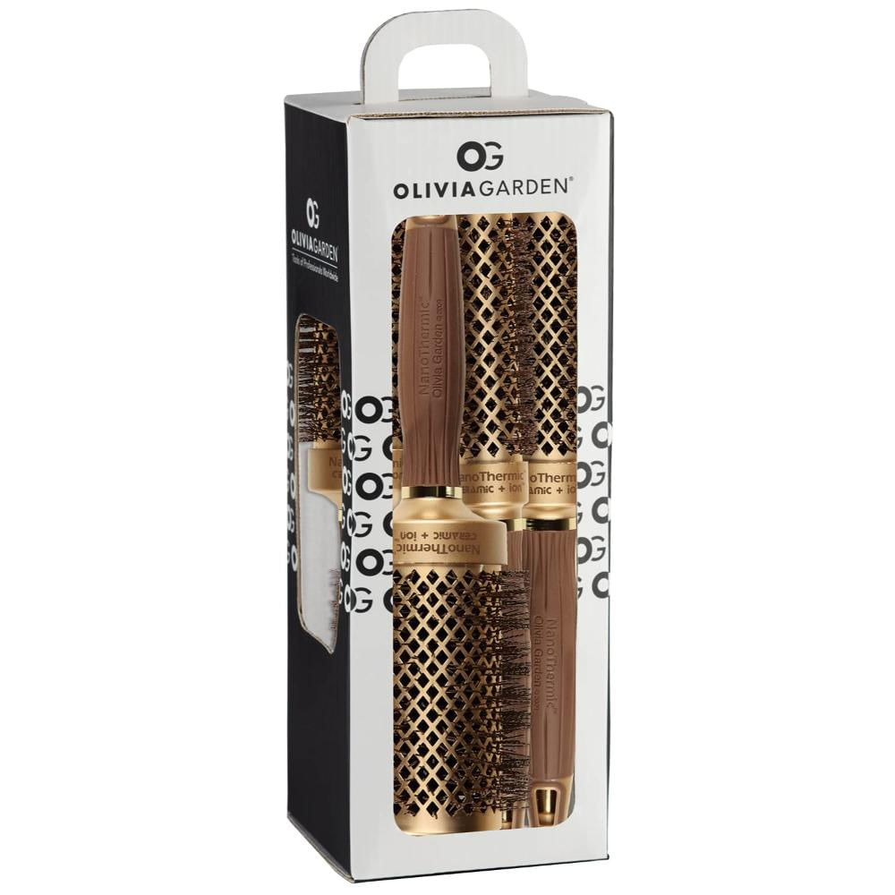 Set 4 Cepillos De Cabello Redondo De Cerámica Olivia Garden