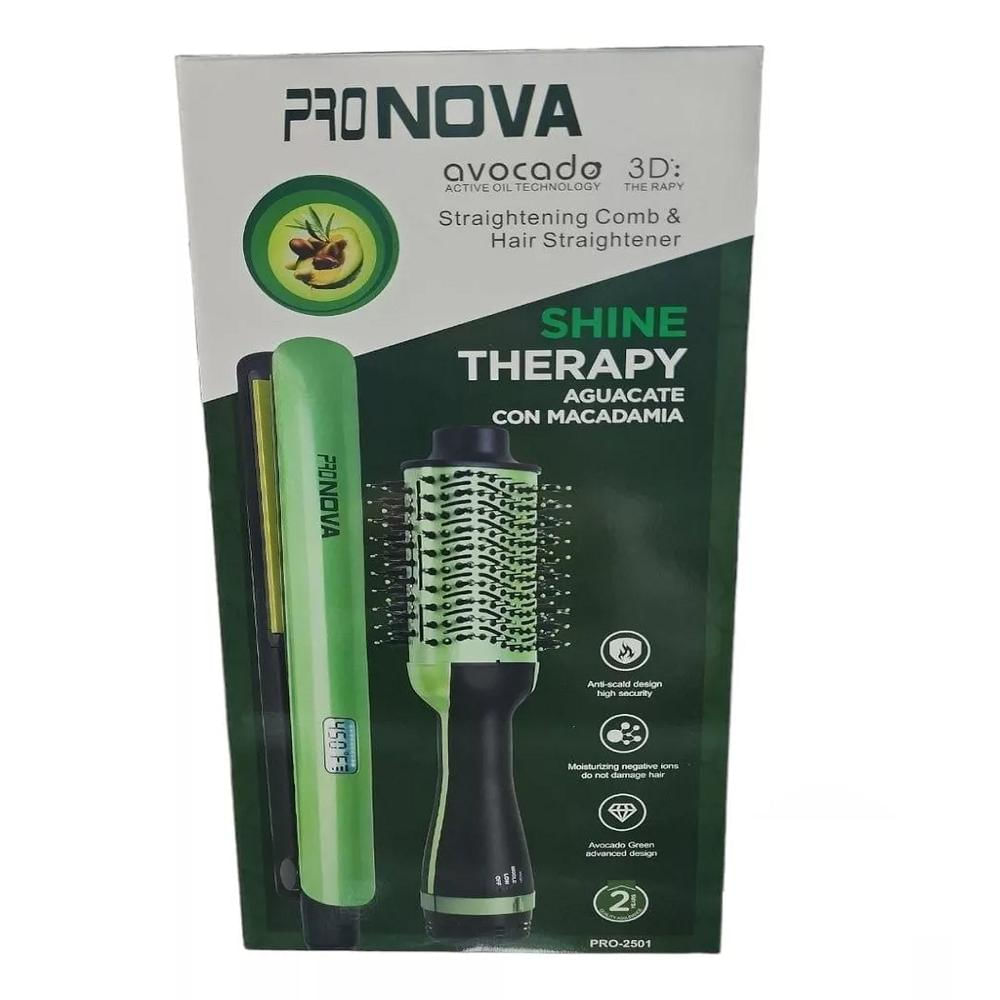Combo Plancha + Cepillo Secador Cuidado Del Cabello