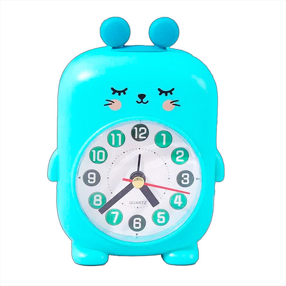 Reloj De Mesa Pared Mini Niñas(O) Conejo Oso Alarma +Bateria Turquesa img #1