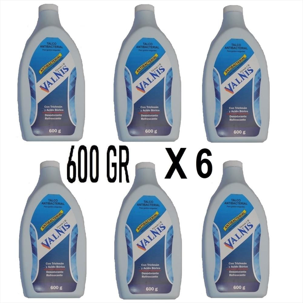 6 Talcos Pies Gnr 600 Gr Desodorante Antibacterial