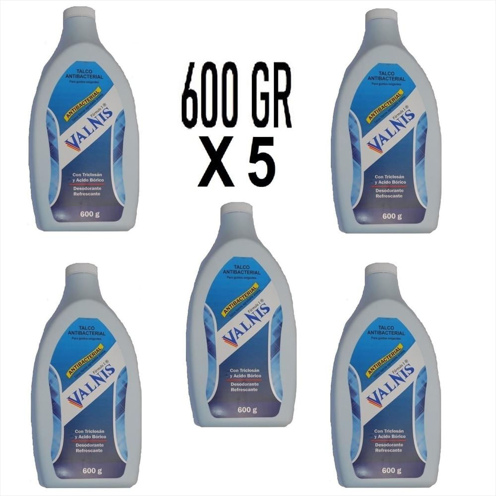 5 Talcos Pies Gnr 600 Gr Desodorante Antibacterial