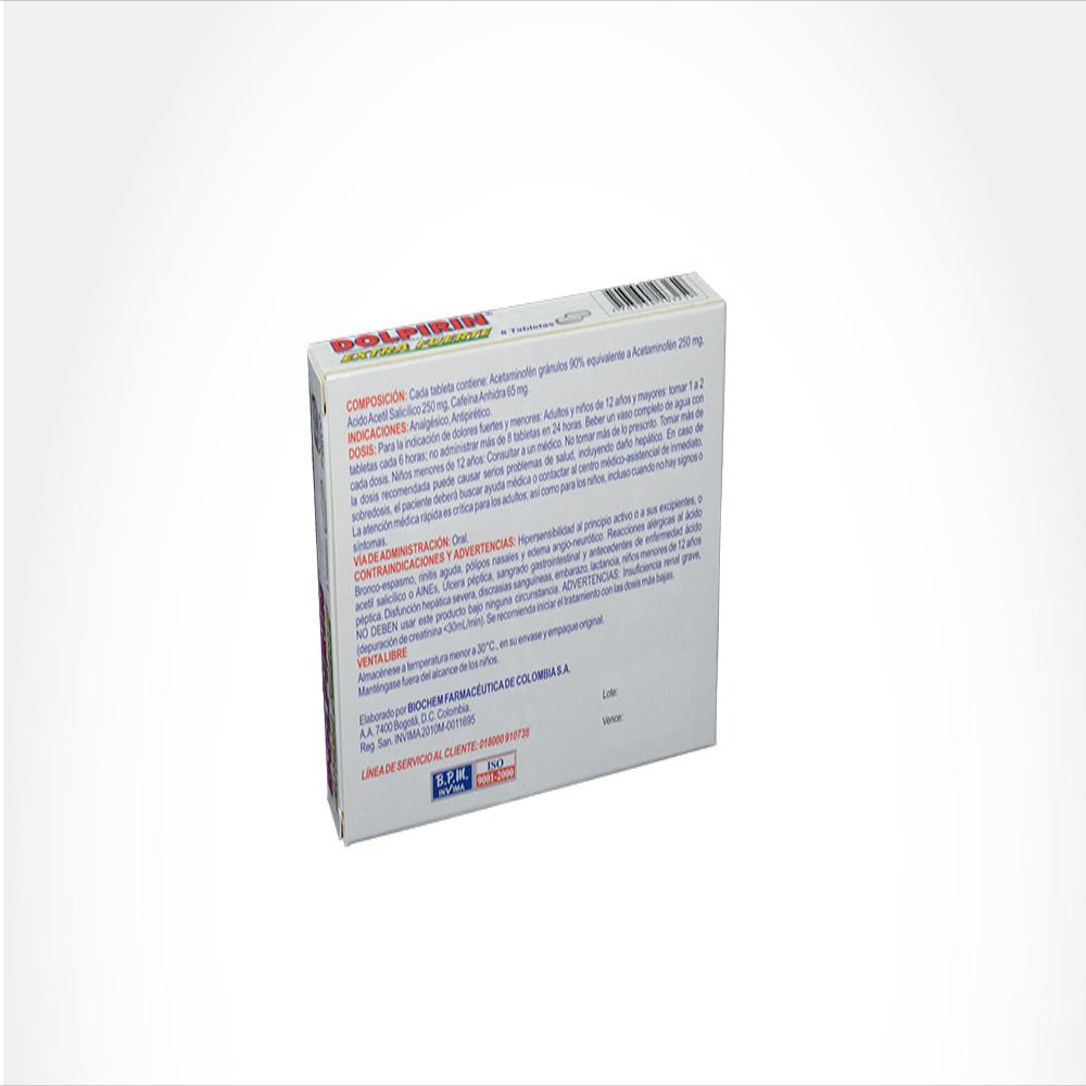Dolpirin Extra Fuerte Acetaminofen 250 Mg Caj 8 Tab img #2