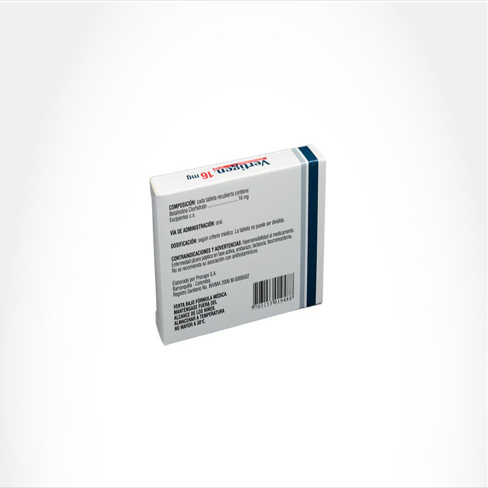 Vertigen Betahistina Clorhidrato 16Mg Caj 21 Tab img #2