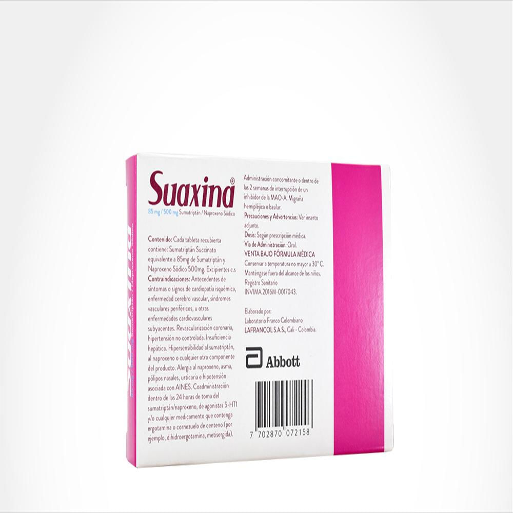 Suaxina Naproxeno 500Mg Sumatriptan 85Mg Tab Rec Oral Caj 4 Tab 1 U img #2