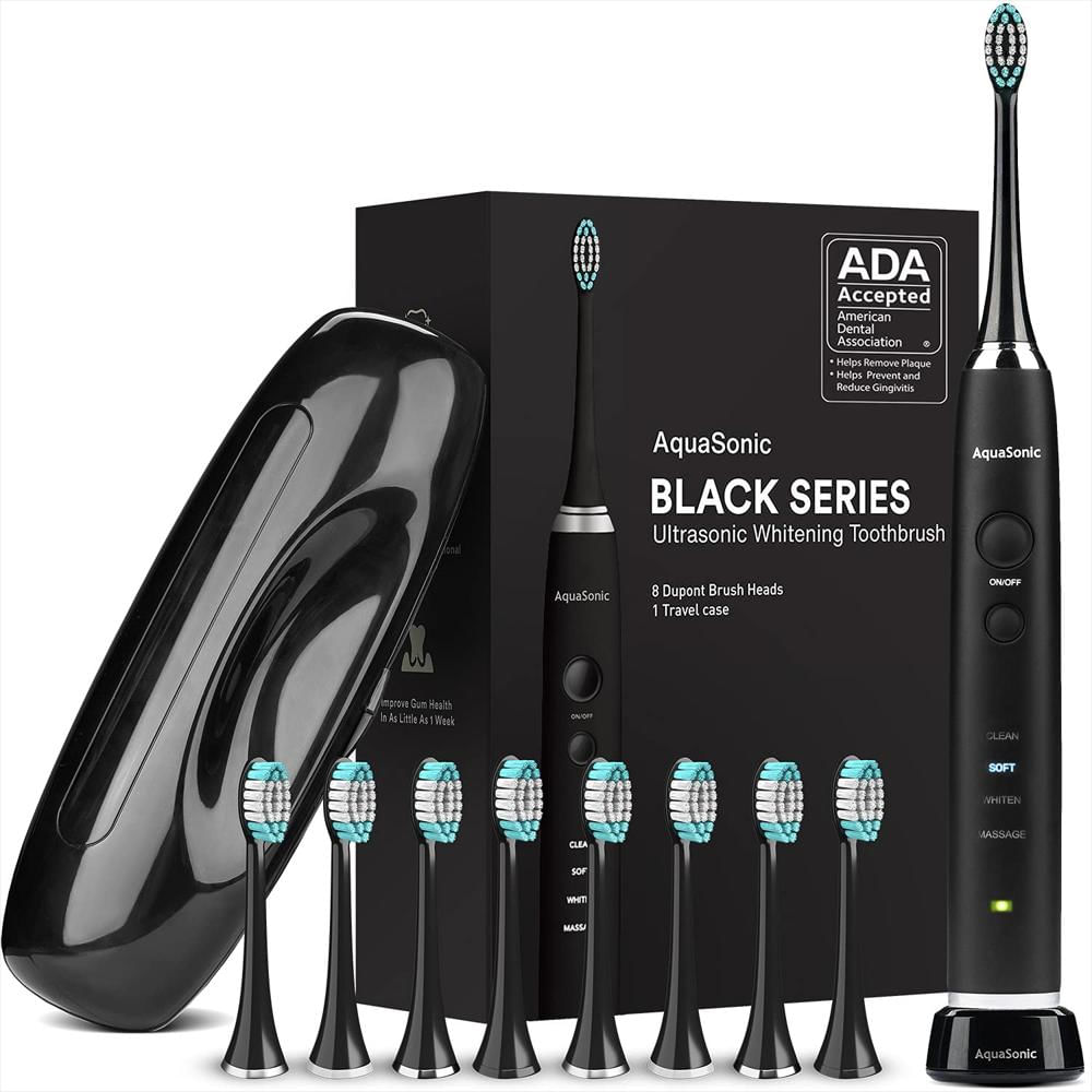 Cepillo De Dientes Eléctrico Recargable Aquasonic Ultrablanqueador 8 Cabezales