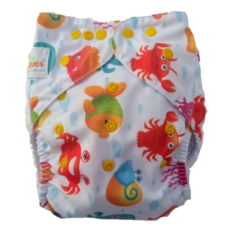 Pañal Ecológico Reutilizable Para Piscina Animales Marinos Fondo Blanco