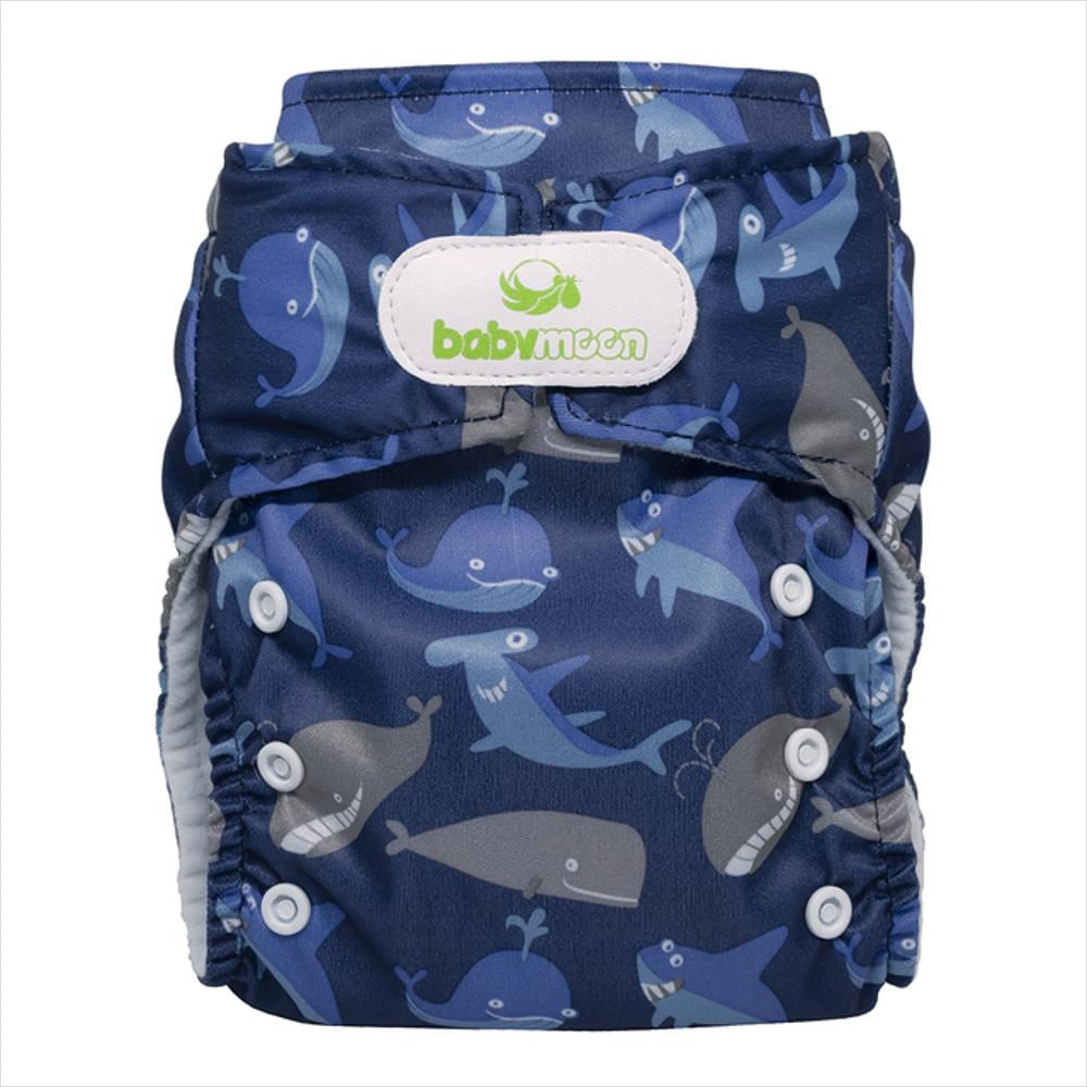 Pañal Ecológico Absorbente Intercambiable Estampado De Ballenas / Unitalla De 0 A 30 Meses