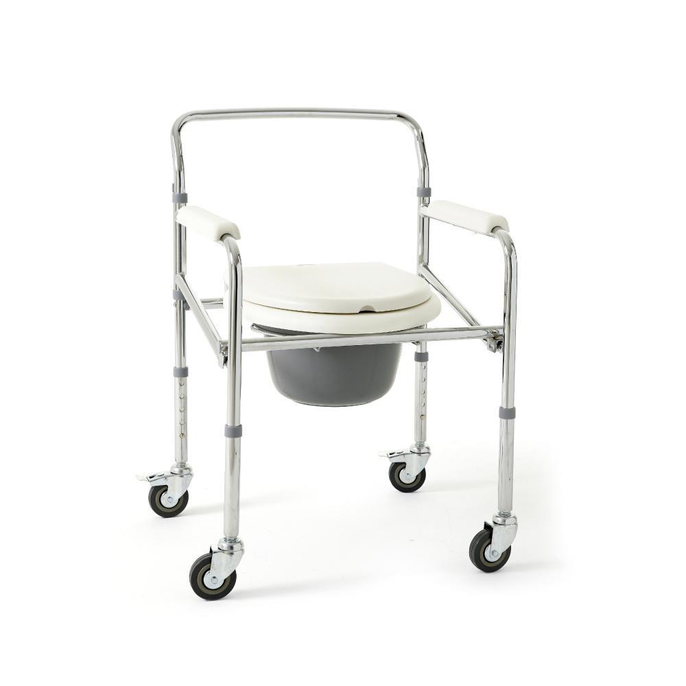 Silla Sanitaria Con Ruedas Acero Kamex Blanca