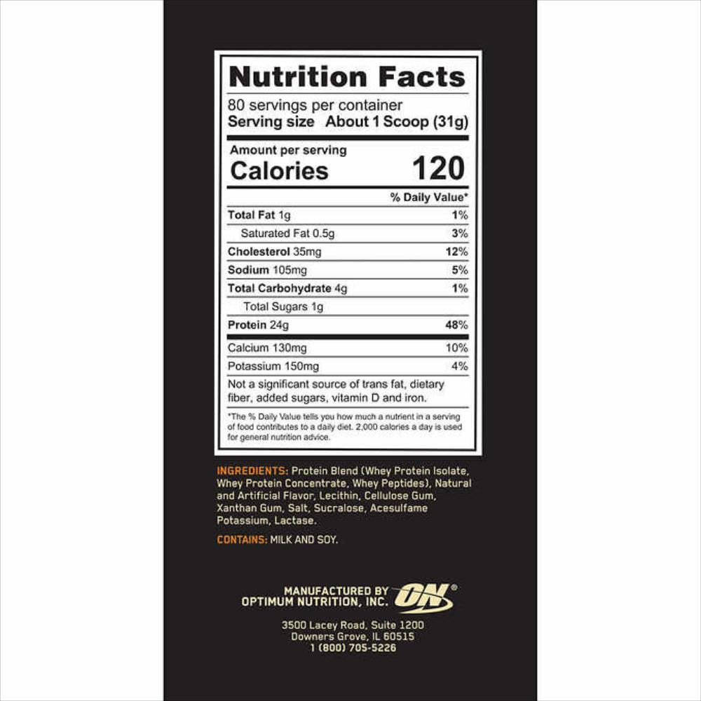 Optimum Nutrition Gold Standard 100% Whey Proteina 5,47Lb 80 Servicios img #3