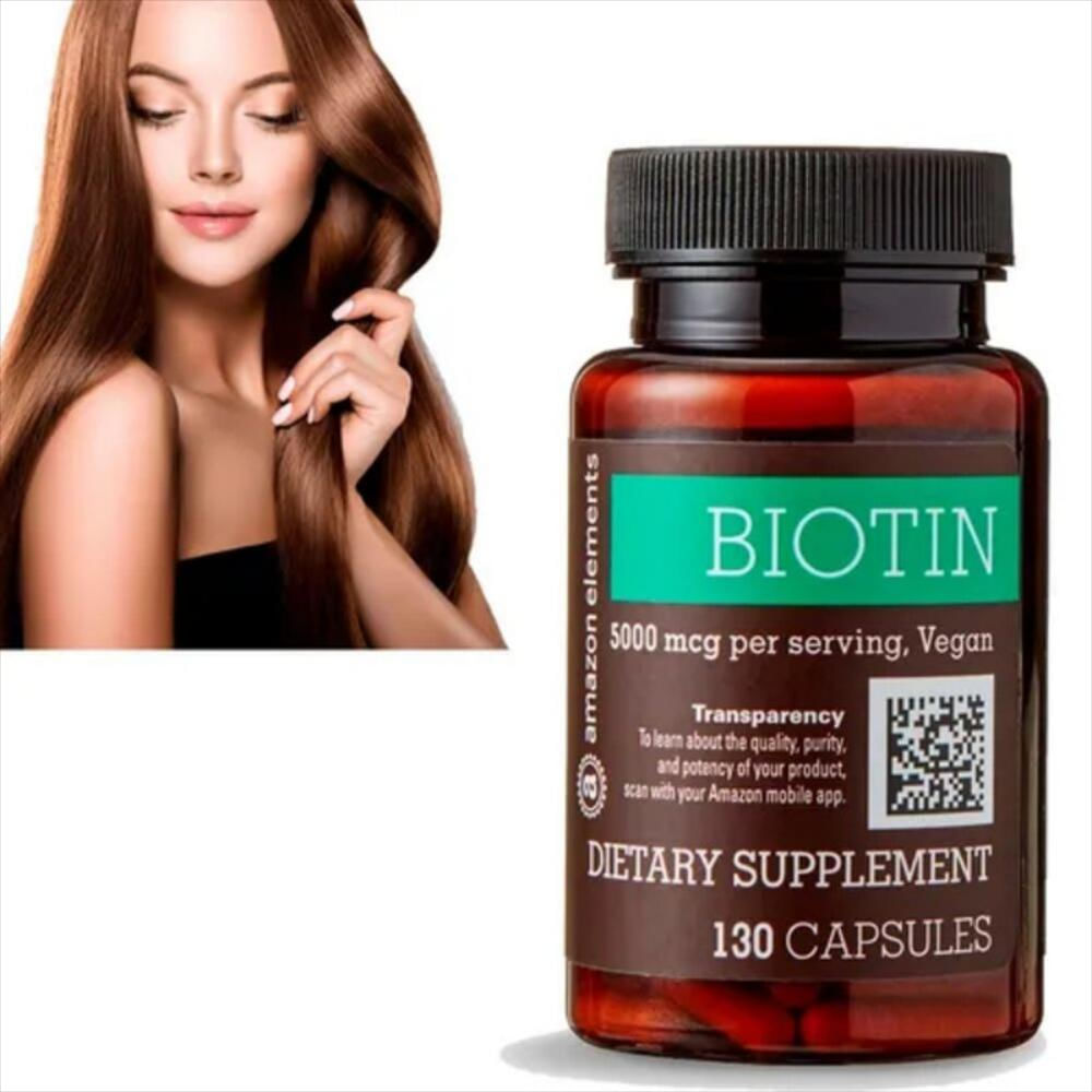 Biotina Amazon Elements Usa 5.000 Mcg X130 Caida Cabello img #4