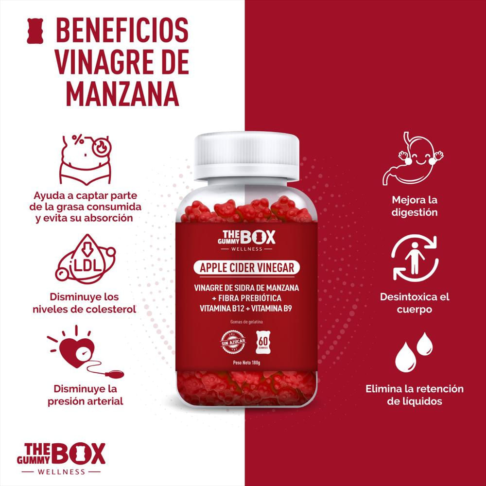 Gomitas The Gummy Box Suplementos Con Vinagre De Sidra De Manzana X 60 img #2
