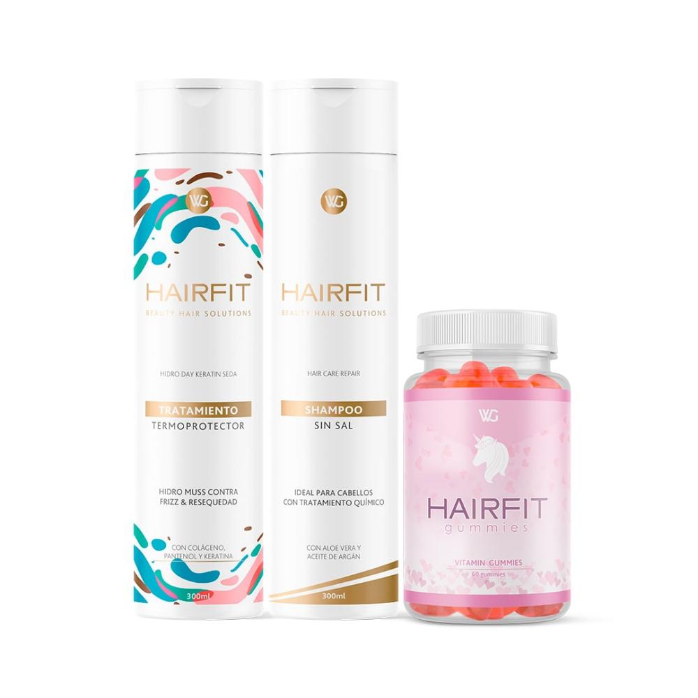 Kit Shampoo Reparador + Termoprotector + Vitaminas En Gomita