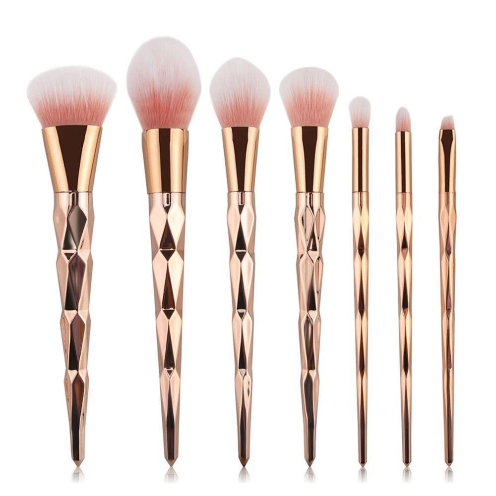 Set De 7 Brochas Cosmeticas Para Maquillaje Golden Unicorn